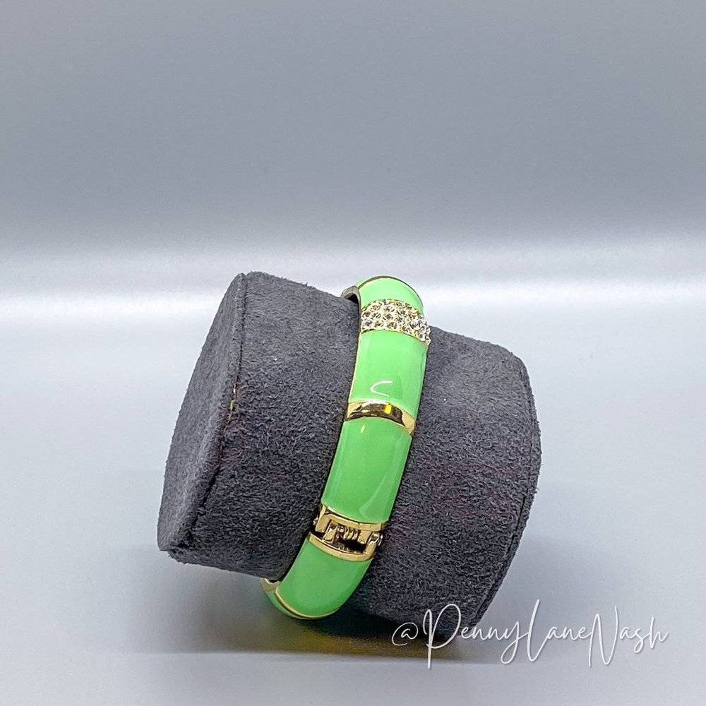 Vintage Crystal Stone Cluster Stripe Bangle Bracelet - Picture 3 of 7